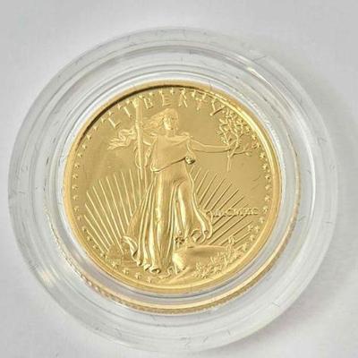 #1204 â€¢ 1990 1/10oz Gold American Eagle $5 Coin
