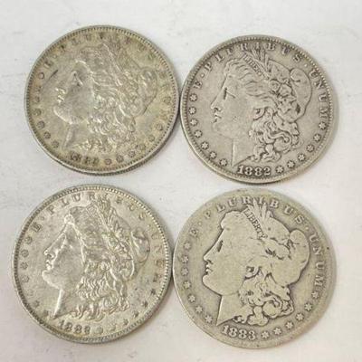 #1310 â€¢ (4) Morgan Silver Dollars
