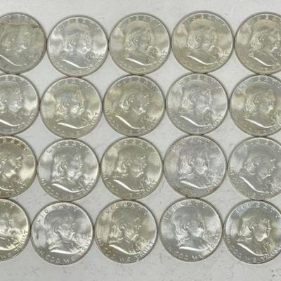 #1392 â€¢ (20) 90% Silver 1948 Franklin Half Dollars
