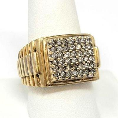 #810 â€¢ 10k Gold Diamond Cluster Statement Ring, 12g

