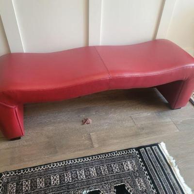 Red Leather Entry Bench