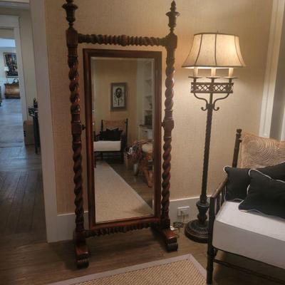 Swivel Carved Standing Mirror