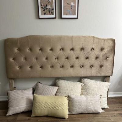 Pillows and a fabric covered head board