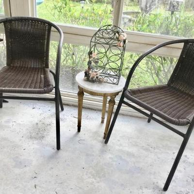 chairs $15 each
marble top table $20
12X17