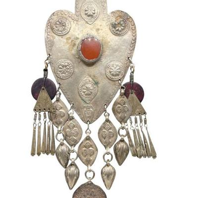 Antique Indian (India) Silver & Carnelian Necklace