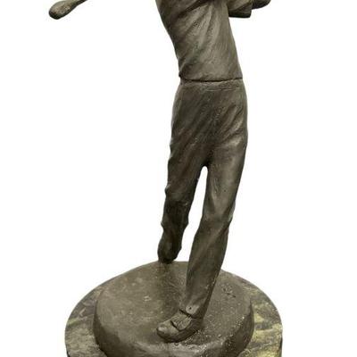 BOBBY JONES Bronze Golfer Statue Signed SHERMAN on Marble Base