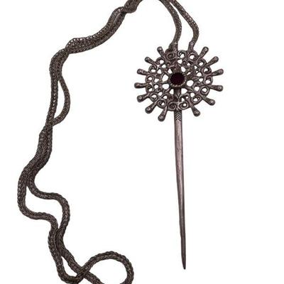 Antique Ecuadorian Shawl Pin W/ Chain