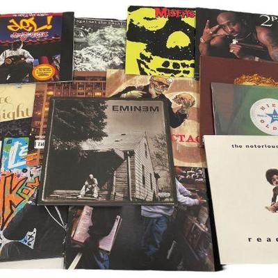 Large Collection of Assorted Vinyl Records, 2 PAC, EMINEM, J. COLE, FUGEES