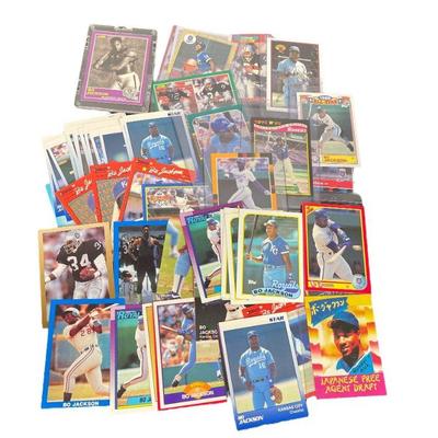 Large Collection BO JACKSON Baseball, Football Trading Cards