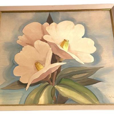 Mid Century Signed RAYO Orchid Watercolor