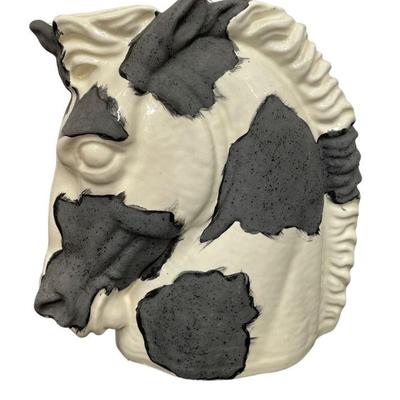 White Glaze Ceramic Horse Head Vase
