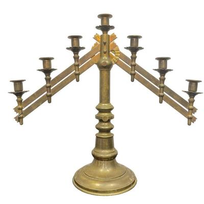 Antique Adjustable Brass 7 Candelabra