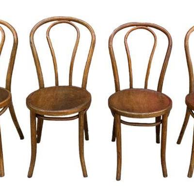 Thonet Style Birch Bentwood Chairs, Set of 4, Made in USA