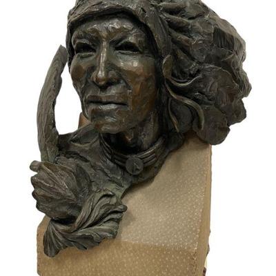 Dale Claude Lamphere Bronze Bust of Native American Warrior