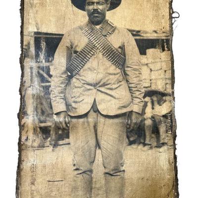 Antiqued Photograph of Pancho Villa on Canvas
