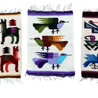 Three Peruvian Wool Miniature Rugs