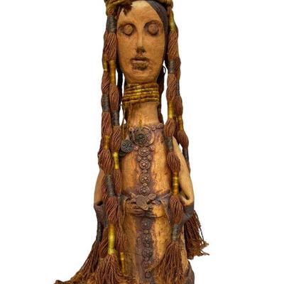 Native Folk Art Terracotta Sculpture of Woman