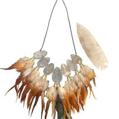 Native American Feather Pendant and Stone Spearhead