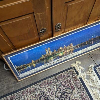 New York skyline with twin towers framed jigsaw puzzle 40" x 14" REDUCED TO $15