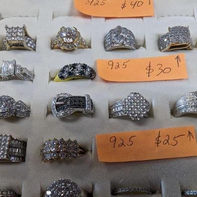 .925 silver rings priced as shown
