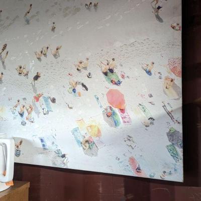 People (abstract) on sandy beach on canvas 40" W x 30" H REDUCED TO $10