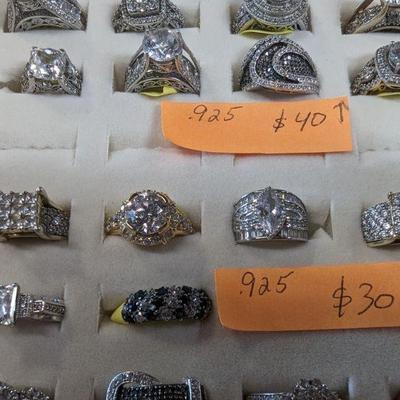 .925 silver rings priced as shown