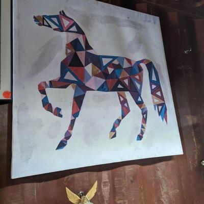 35" x 36" aztec style horse on canvas REDUCED TO $15