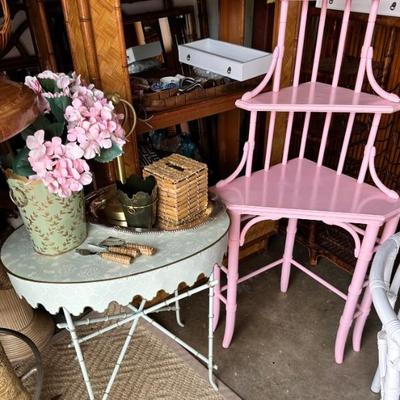 Metal Accent Faux Bamboo Table $295 Corner Shelf $285