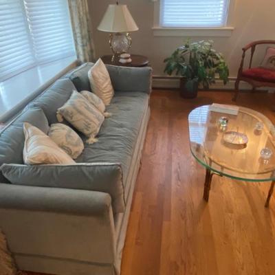 Blue couch and love seat--Mid-Century Modern written all over it