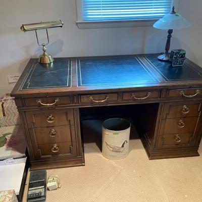 Large vintage kneehole desk for executive office