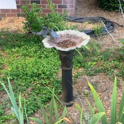 Cast iron and aluminum birdbath