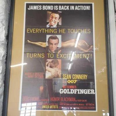 #710 â€¢ Original James Bond Gold Finger Movie Poster - Pro-Mounted
