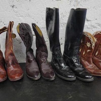 #1004 â€¢ 3 Pairs of Cowboy Boots and Pair of Motorcycle Boots
