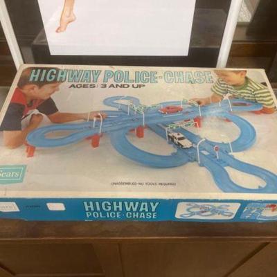 #1230 â€¢ Sears Highway Police Chase Toy Car Race Track
