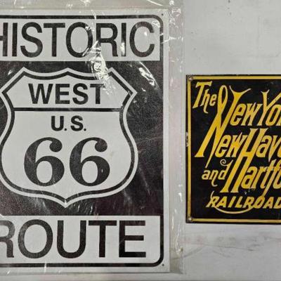 #852 â€¢ Ande Rooney Railroad Sign and Route 66 Sign
