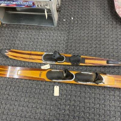 #3018 â€¢ 2 Competiton Slalom Wood water skis. Custom made Checkmate...

