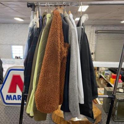 #2826 â€¢ Rack of Sweaters and Jackets, Rack included
