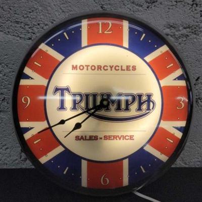 #1106 â€¢ Triump Motorcycles Sales/Service Light Up Clock
