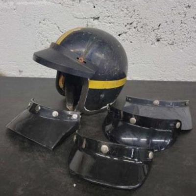 #1052 â€¢ Vintage Motorcycle Helmet with Additional Visors
