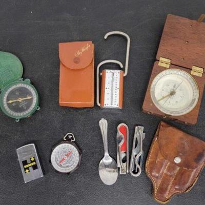 #3660 â€¢ Compasses, Scale, Cutlery, and Lighter
