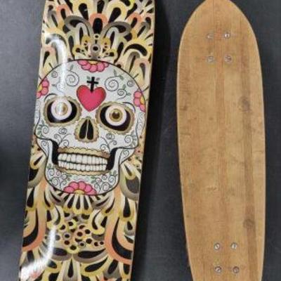#3606 â€¢ Vintage Hobie Woody Weaver Skateboard and Wood Penny Board
