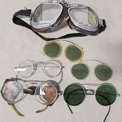 #4004 â€¢ Vintage Airforce Pilot Goggles and 6 pairs of Vintage Sunglasses
