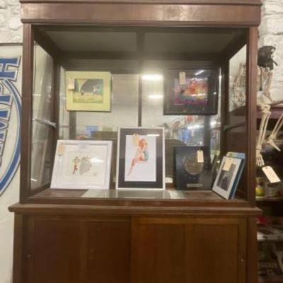 #1200 â€¢ 1920 Drug Store Wooded Display Case with Glass shelves
