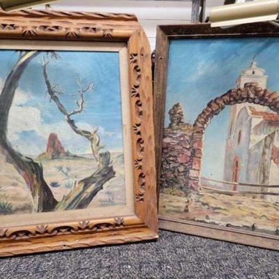 #2412 â€¢ Oil Paintings of the Old West 2 Framed Signed Paintings
