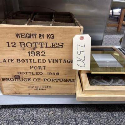 #2570 â€¢ Wooden Wine Crate picture frame and stained glass
