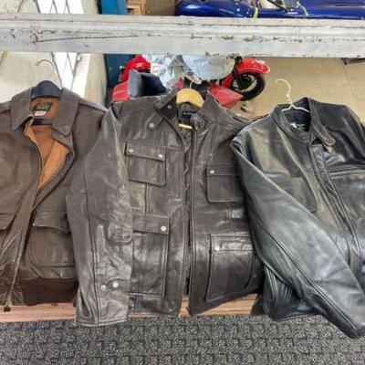 #2828 â€¢ 3 Leather Jackets, Two Large one XXL
