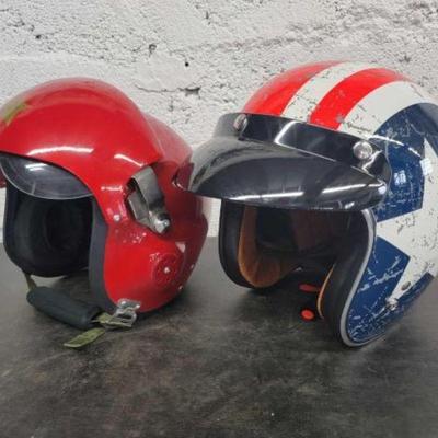 #1048 â€¢ Red Double Lens Fighter Pilot Motorcycle Helmet Size L & NEW Tor...
