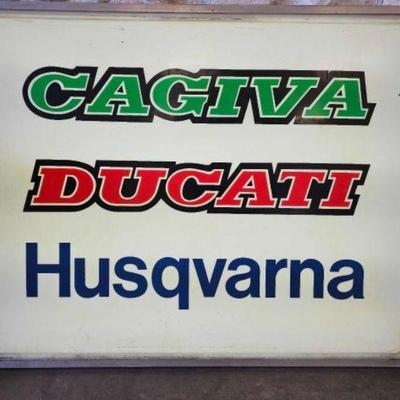 #806 â€¢ Plastic Light Up Cagiva, Ducati, Husqvarna Sign
