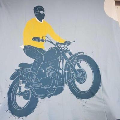 #700 â€¢ Vintage Fabric Motorcycle Wall Hanging
