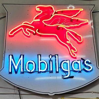 #150 â€¢ Mobilgas Neon Shield Sign
